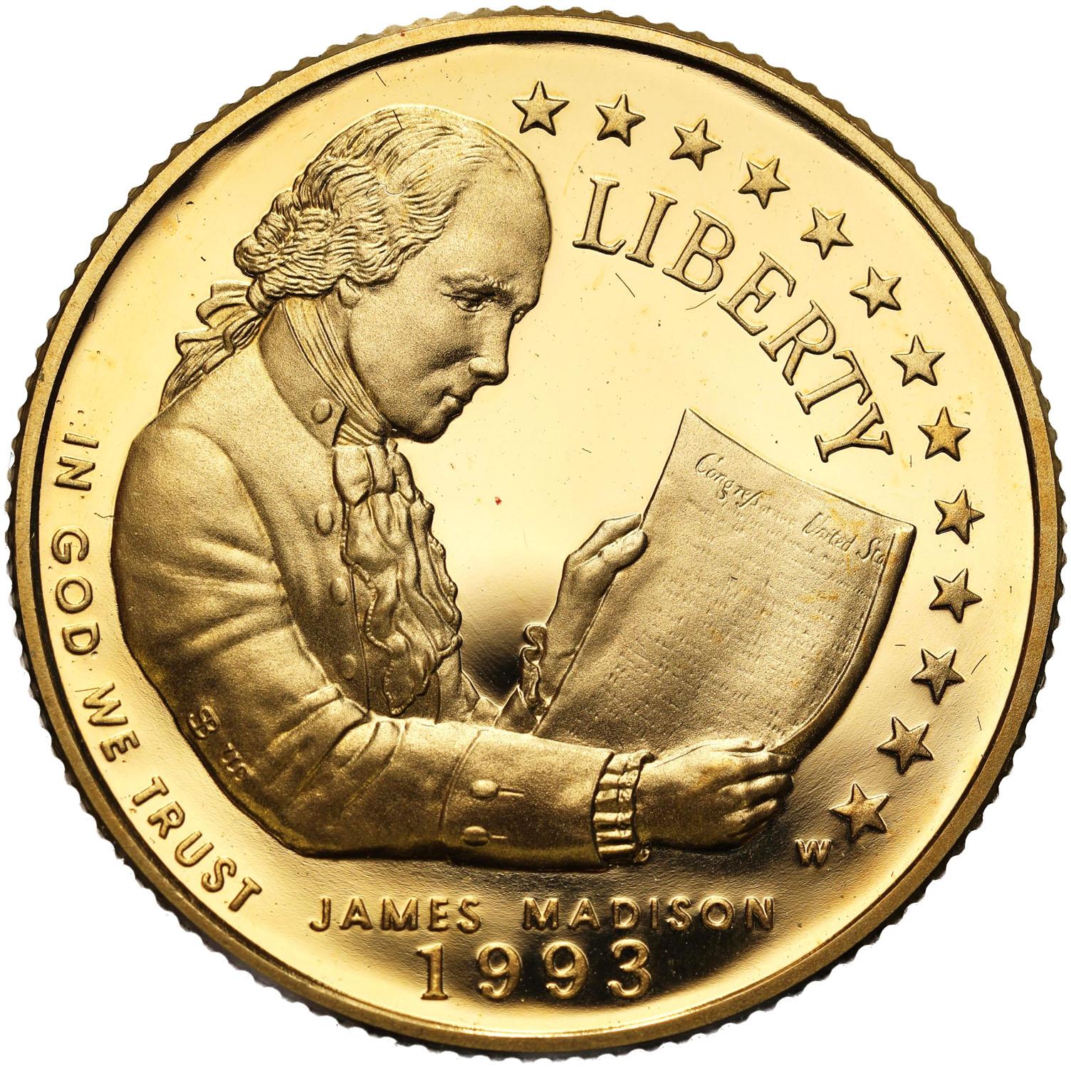 USA 5 dolarów 1993 James Madison - ZŁOTO