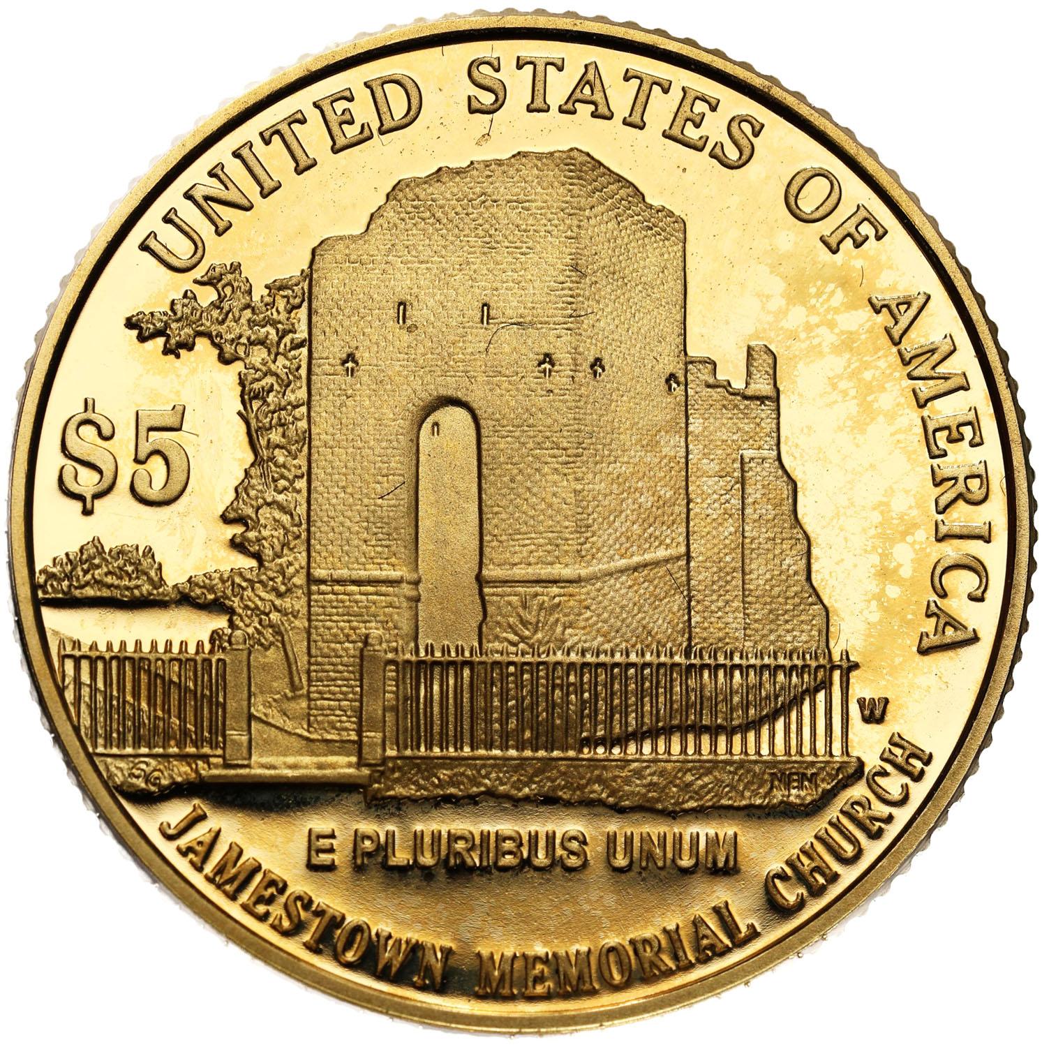 USA. 5 dolarów 2007 W - Jamestown - ZŁOTO