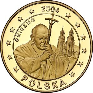 Polska 5 Euro 2004 Jan Paweł II Gniezno - ZŁOTO - tylko 25 egz.