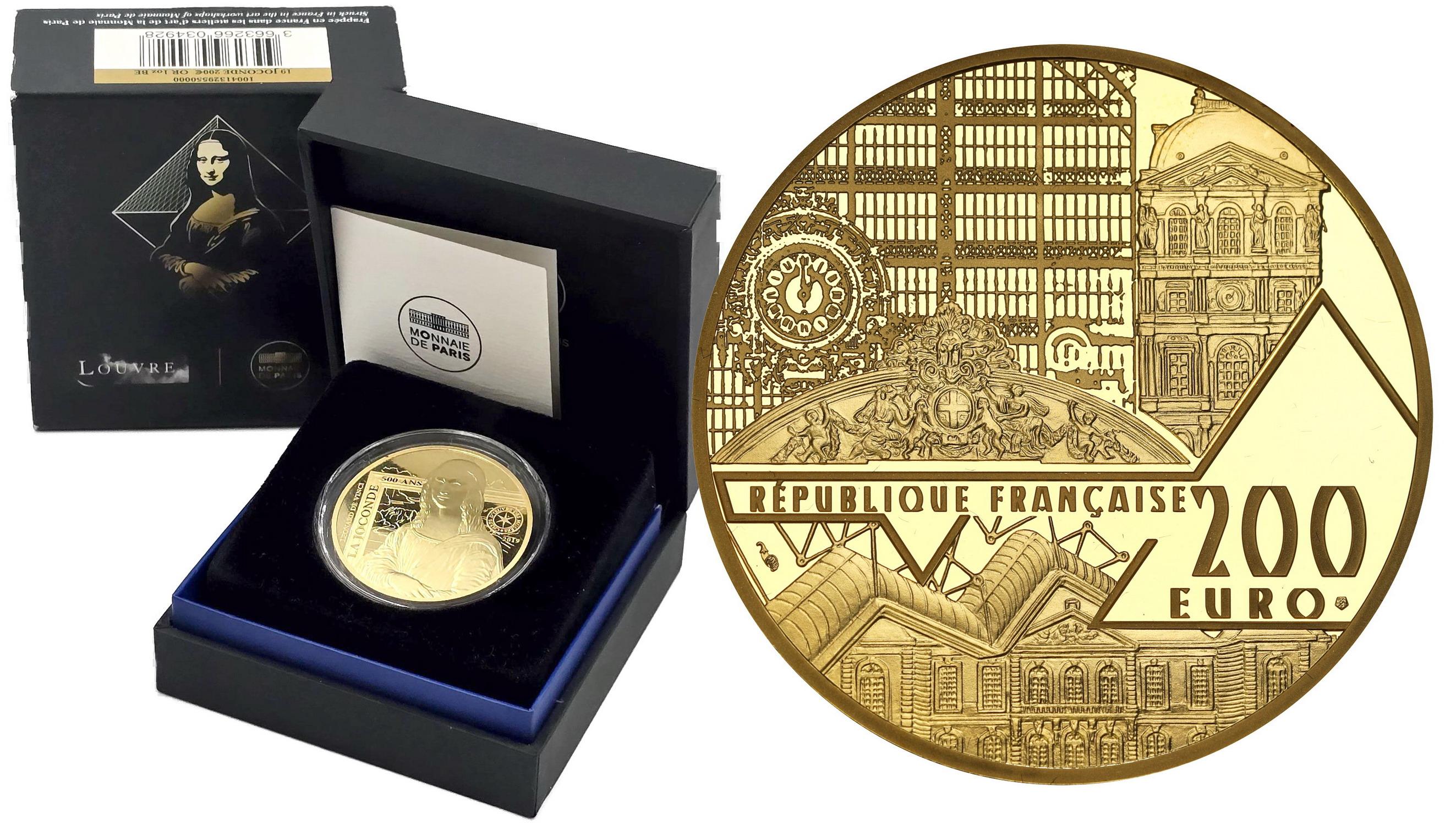 Francja 200 euro 2019 Mona Lisa - La Joconde 1 uncja ZŁOTA