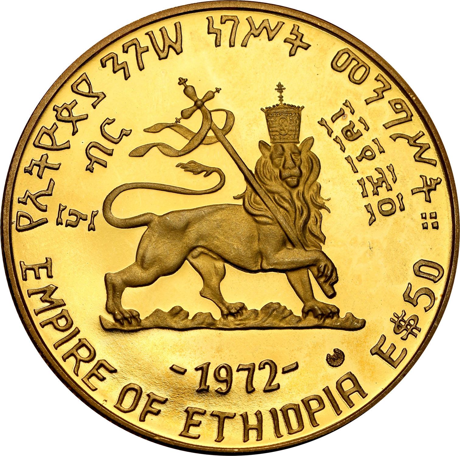Etiopia. Theodros II. 50 Birr (dolarów) 1972- LUSTRZANKA- Rzadsze