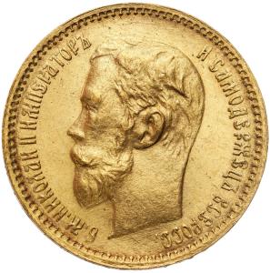 Rosja. Mikołaj II. 5 rubli 1902 AP, Petersburg