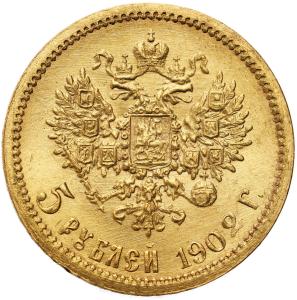 Rosja. Mikołaj II. 5 rubli 1902 AP, Petersburg