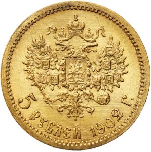 Rosja. Mikołaj II. 5 rubli 1902 AP, Petersburg