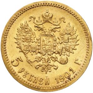 Rosja. Mikołaj II 5 rubli 1901 FZ, Petersburg