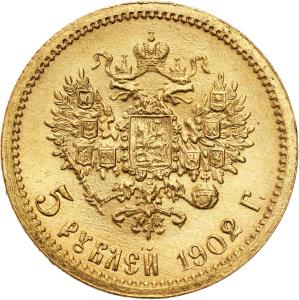 Rosja. Mikołaj II. 5 rubli 1902 AP, Petersburg