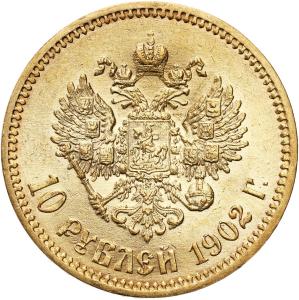 Rosja, Mikołaj II. 10 rubli 1902 AP, Petersburg