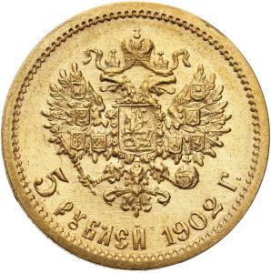 Rosja. Mikołaj II. 5 rubli 1902 AP, Petersburg