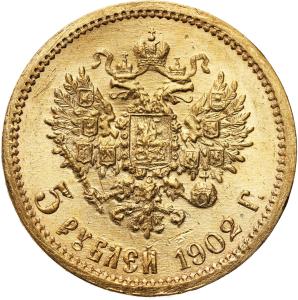 Rosja. Mikołaj II. 5 rubli 1902 AP, Petersburg