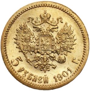 Rosja. Mikołaj II. 5 rubli 1901 ФЗ, Petersburg