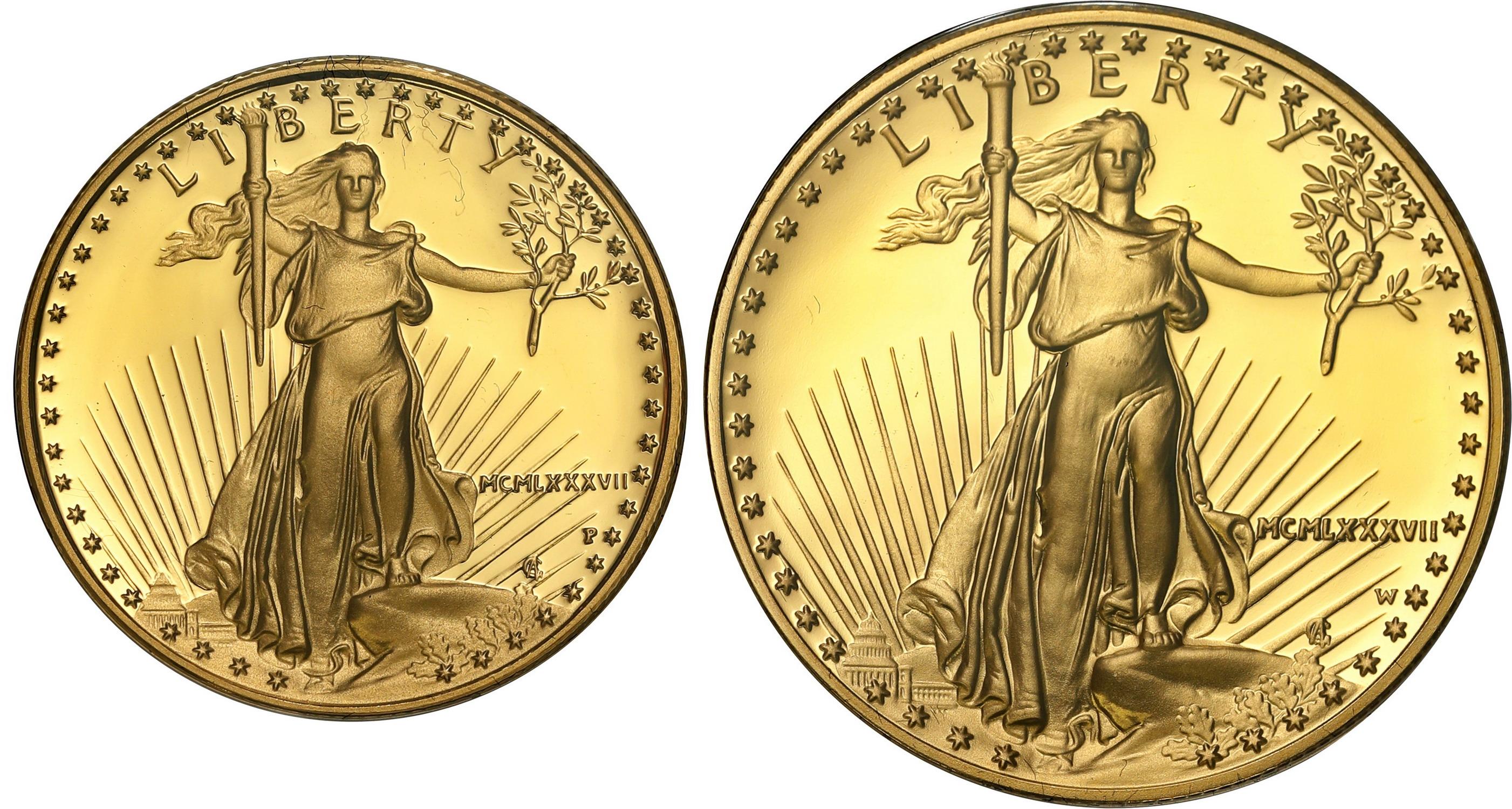 USA. Złote 50$ + 25 $ dolarów 1987 Orzeł (Eagle) - LUSTRZANY – 1 1/2 uncji złota