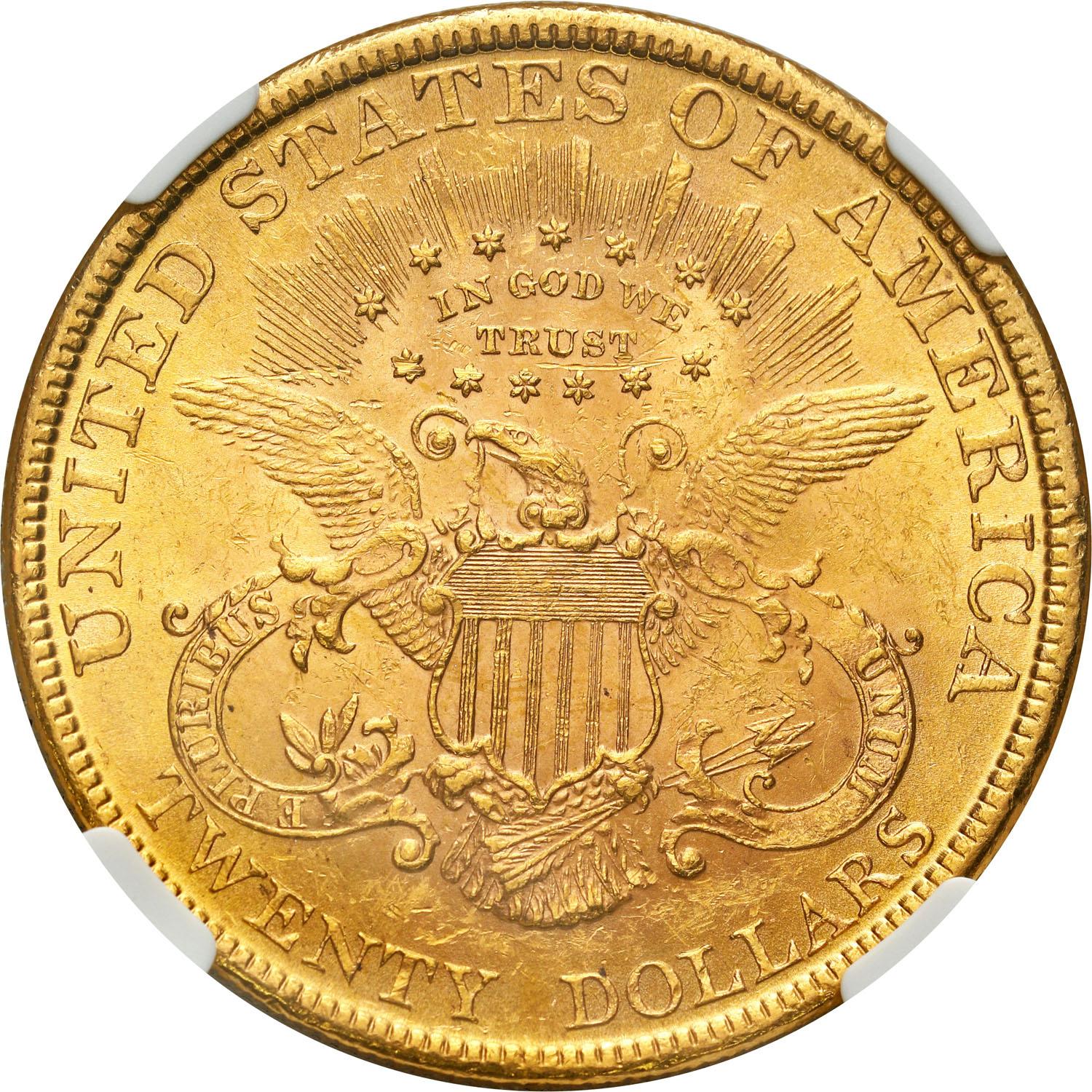 USA. 20 dolarów Liberty 1895 Filadelfia NGC MS61