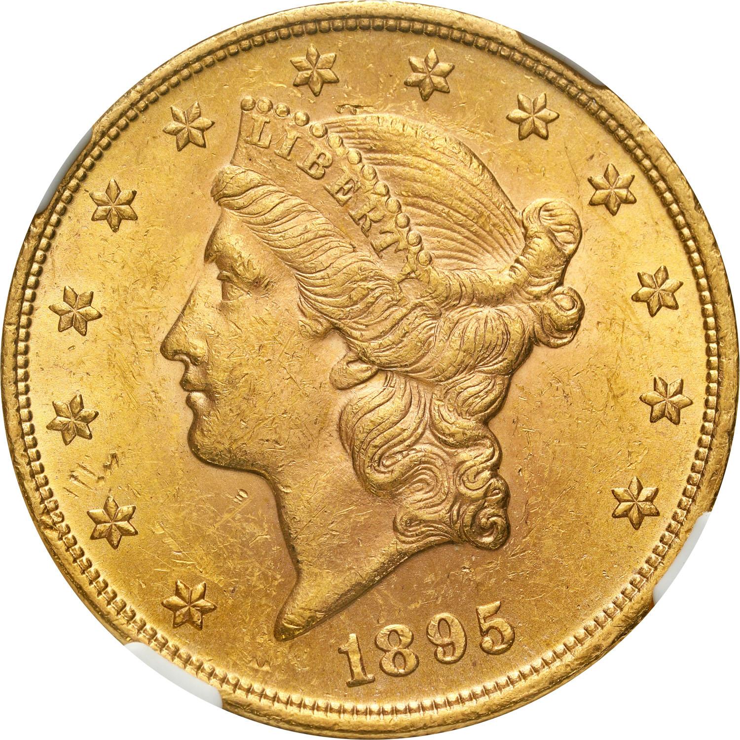 USA. 20 dolarów Liberty 1895 Filadelfia NGC MS61