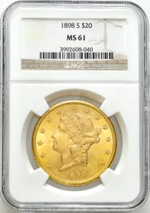 USA 20 dolarów 1898 S San Francisco NGC MS61