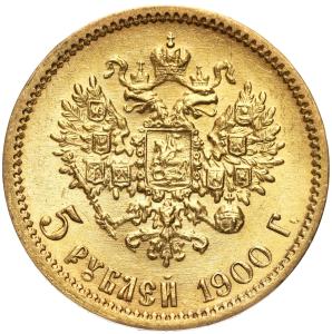 Rosja. Mikołaj II 5 rubli 1900 FZ, Petersburg - PIĘKNE