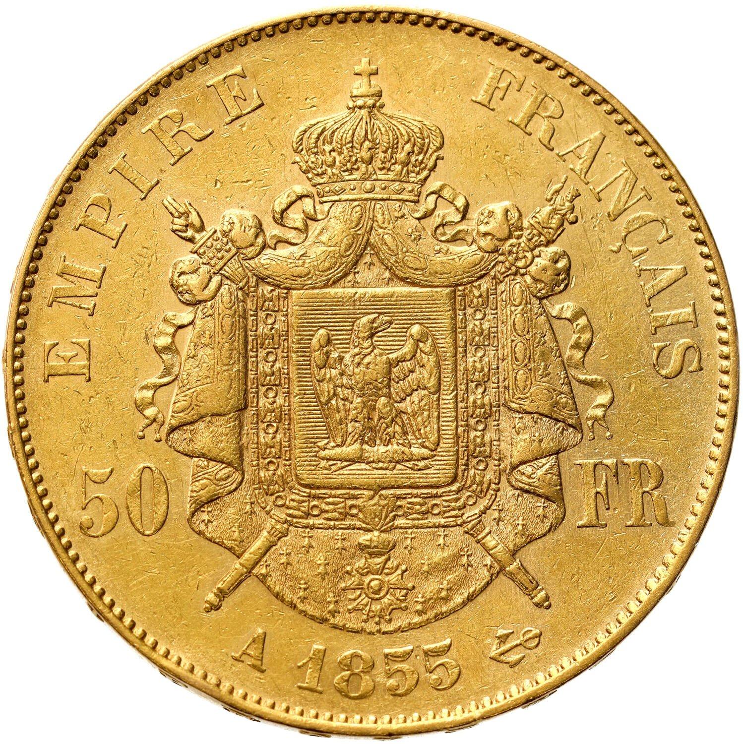 Francja. Napoleon III (1852-1870). 50 franków 1855 A, Paryż