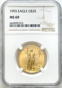 USA 25 $ dolarów 1993 1/2 uncji złota (2MAX) - PIĘKNE