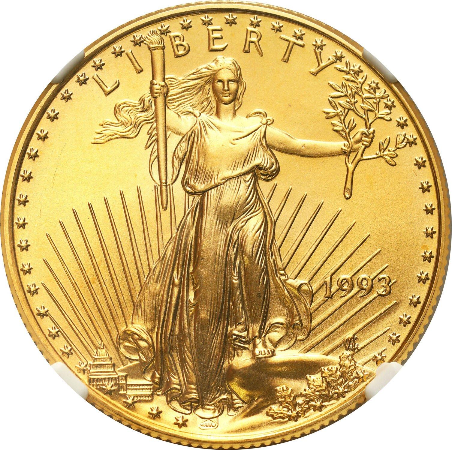 USA 25 $ dolarów 1993 1/2 uncji złota (2MAX) - PIĘKNE