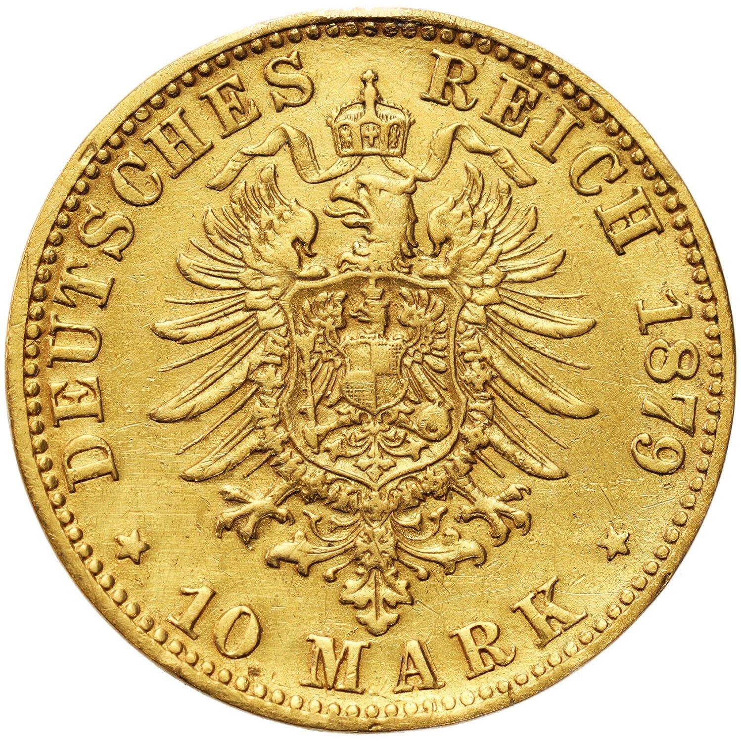 Niemcy, Badenia. Fryderyk I (1856–1907). 10 marek 1879 G, Karlsruhe - RZADSZY ROCZNIK