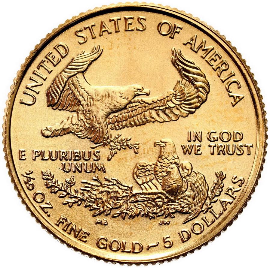 USA. 5 $ dolarów 1999 - 1/10 uncji złota