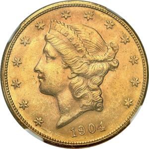 USA. 20 dolarów Liberty 1904 Filadelfia NGC MS62
