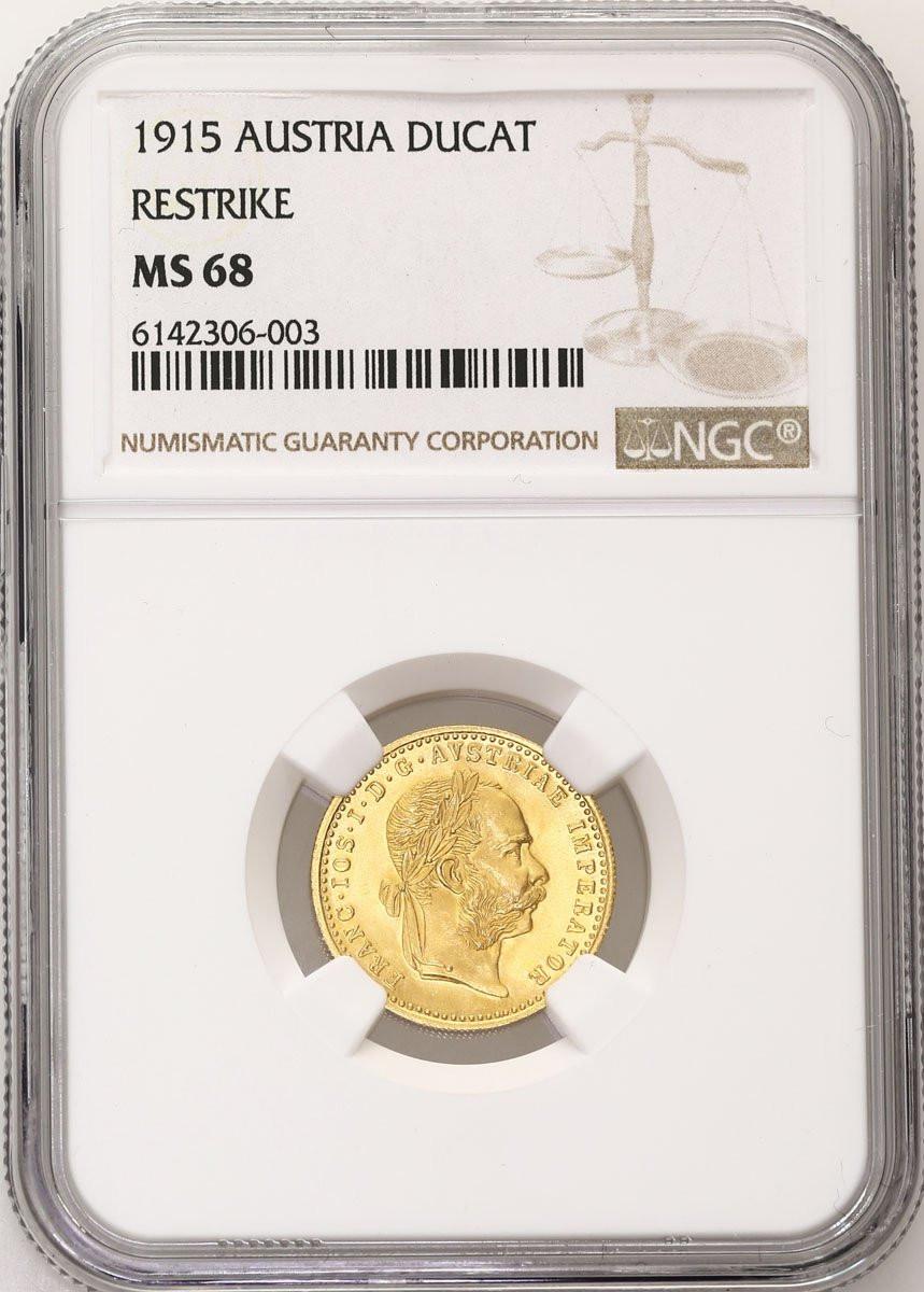 Austria. Dukat 1915 nowe bicie NGC MS68
