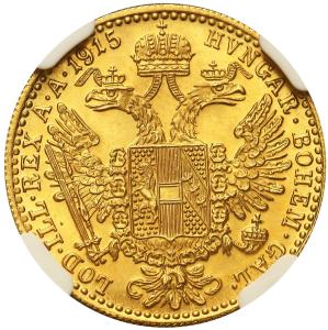 Austria. Dukat 1915 nowe bicie NGC MS68
