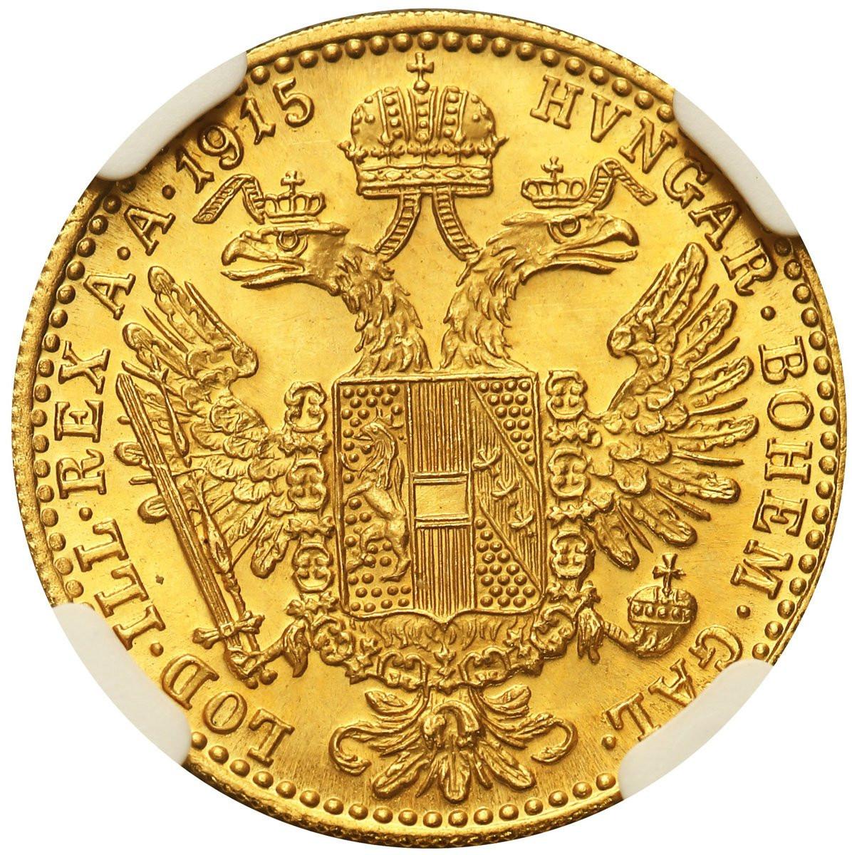 Austria. Dukat 1915 nowe bicie NGC MS68