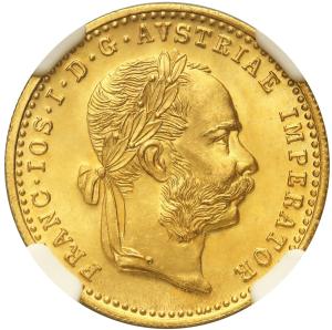 Austria. Dukat 1915 nowe bicie NGC MS68