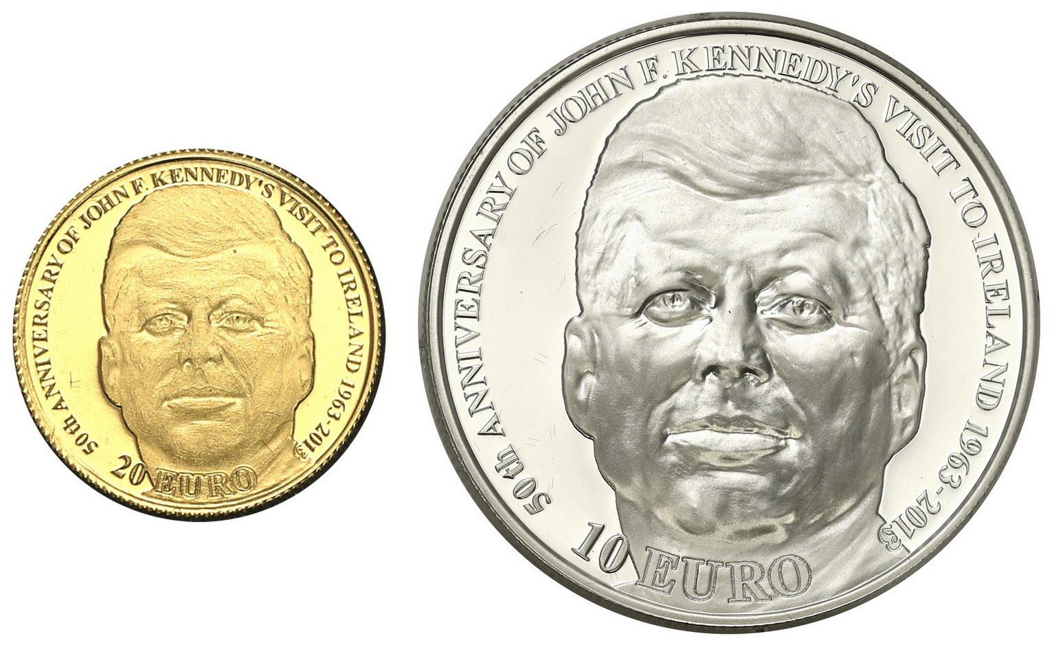 Irlandia. 20 Euro + 10 Euro John F. Kennedy 2013 - ZŁOTO + SREBRO
