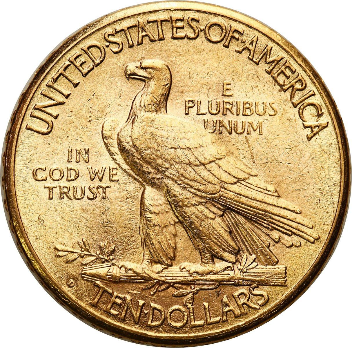 USA. Złote 10 dolarów 1914 D - Denver, Indianin