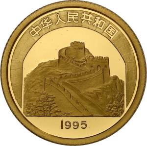 Chiny. 10 Yuan 1995 Wielki Mur Chiński  - Zhuang Zi - 1/10 uncji złota