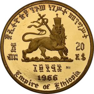 Etiopia. 20 dolarów 1966 Haile Selassie st.L