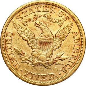 USA. Złote 5 $ dolarów 1880 Filadelfia