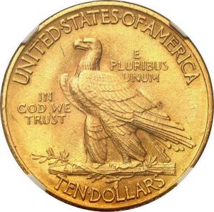 USA. Złote 10 $ dolarów 1911 Indianin Filadelfia NGC MS62 - PIĘKNY