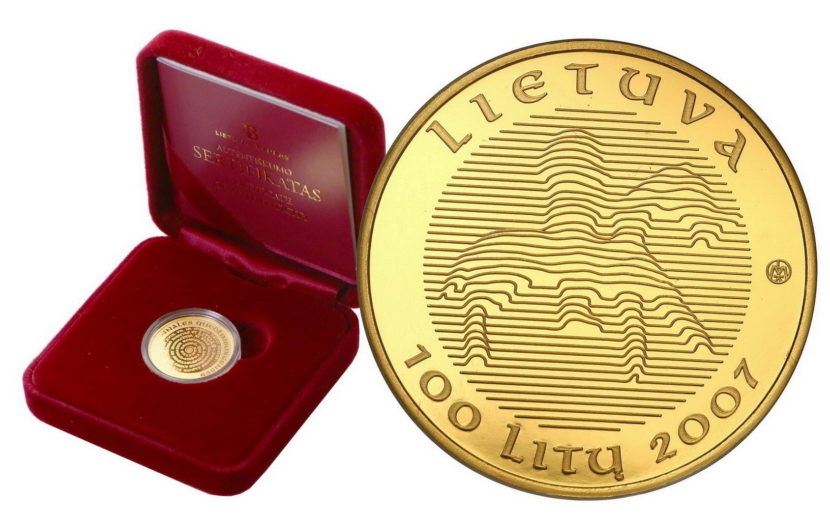 Litwa. 100 Litów 2007 1000-lecie nazwy państwa Litwa - 1/4 uncji złota