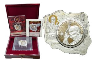 100 dolarów Jan Paweł II Mapa Polski - 100 uncji srebra - 3 kg srebra