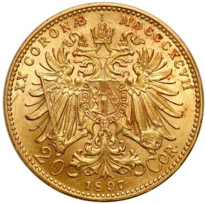 Austria. 20 Koron 1897 Franciszek Józef I - STARE BICIE