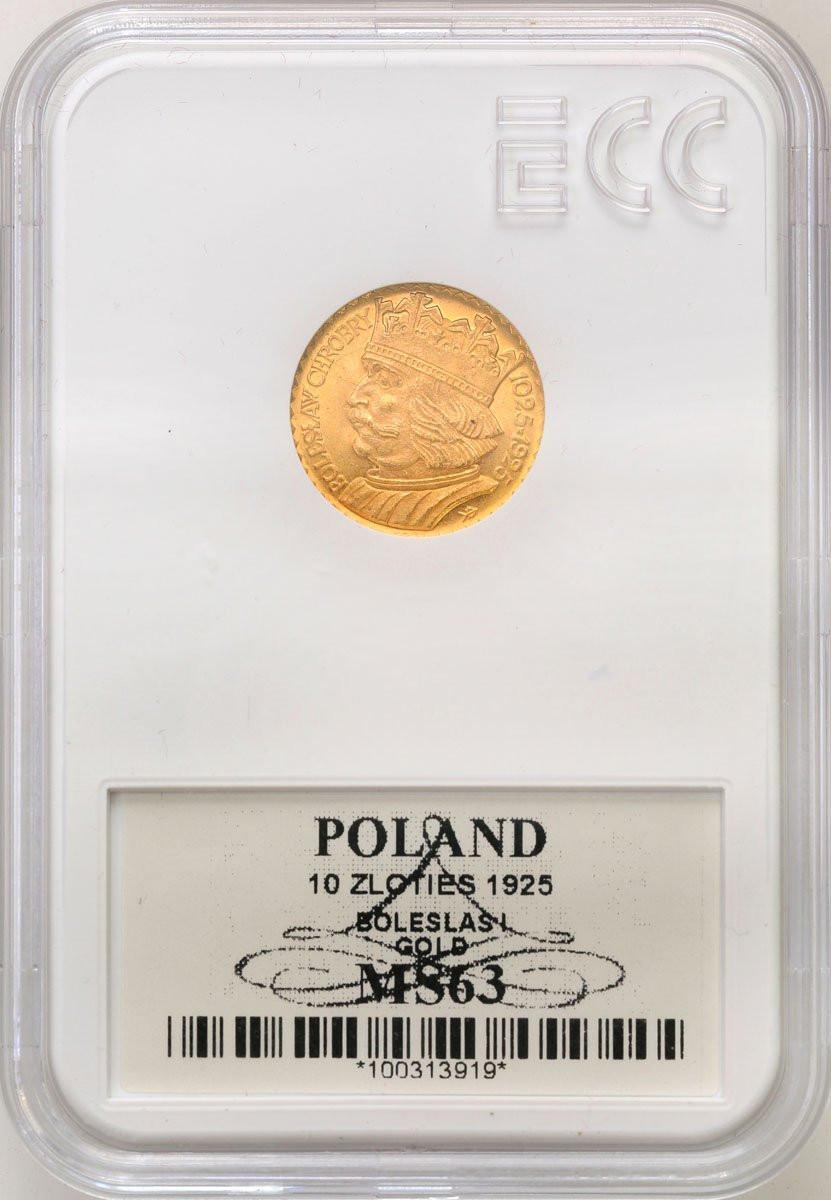 II RP 10 złotych 1925 Bolesław Chrobry GCN MS63 - RZADKIE