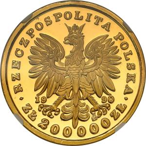 TRYPTYK Złoto 200.000 złotych 1990 Tadeusz Kościuszko NGC PF66 - Tylko 13 szt!