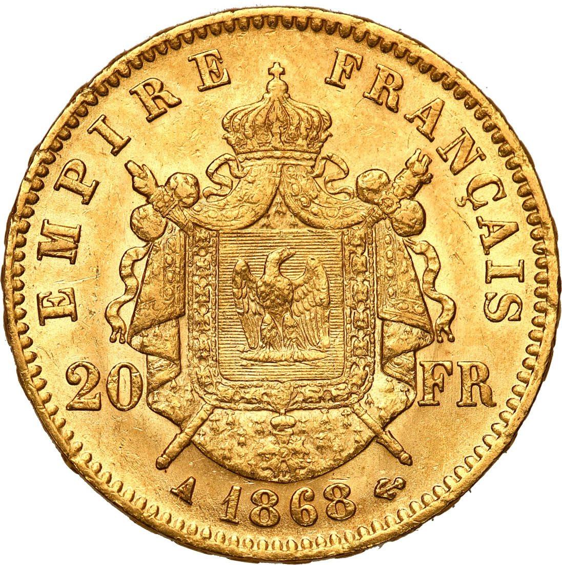Francja 20 franków 1868 A Paryż Napoleon III