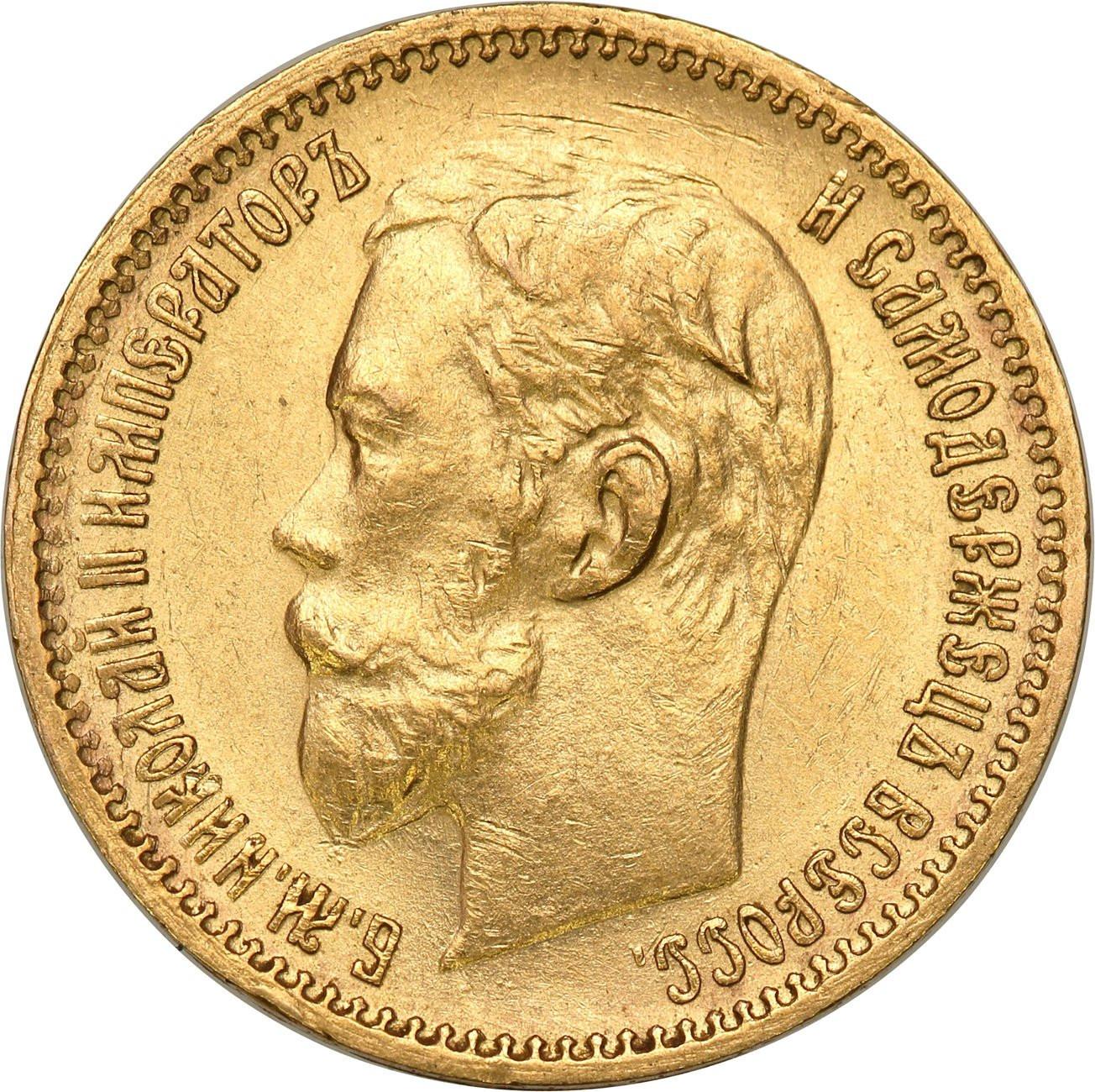 Rosja. Mikołaj II 5 rubli 1902 AP, Petersburg - PIĘKNE