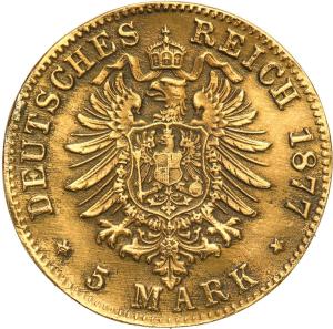 Niemcy, Wirtembergia. Karol I. 5 marek 1877 F, Stuttgart