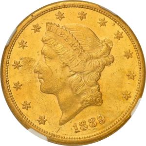 Amerykańskie złote 20 dolarów Liberty 1889 S San Francisco NGC UNC