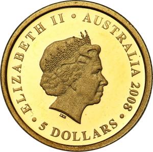 Australia. 5 dolarów 2008 KOALA - 1/25 uncji złota