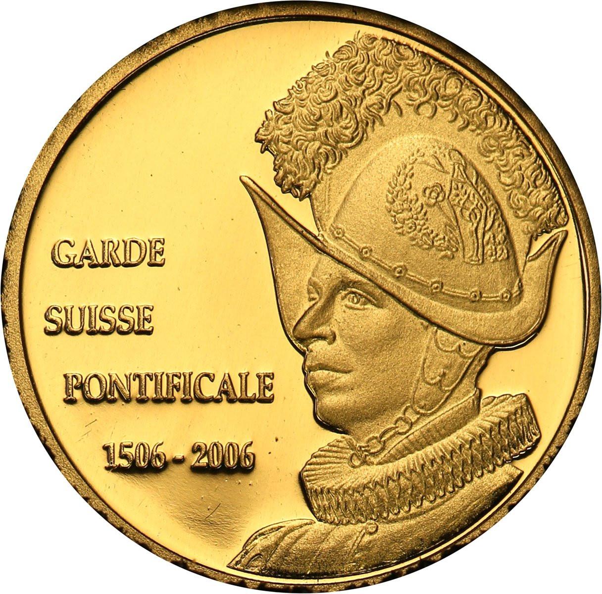 Kongo. 20 franków 2006 - 500 lecie Gwardii Szwajcarskiej - złoto