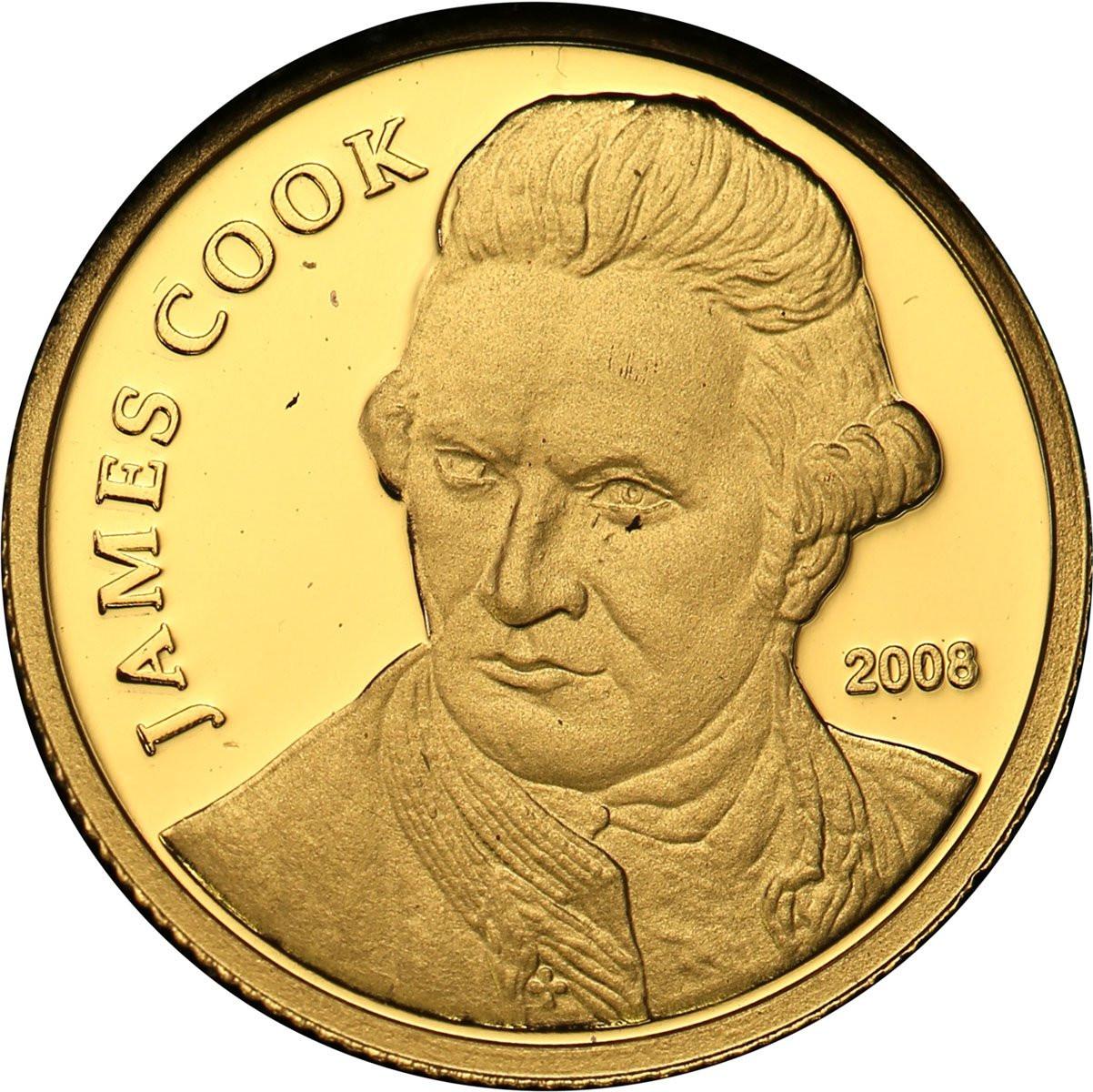Wyspy Cooka. 10 dolarów 2008 James Cook - Złoto