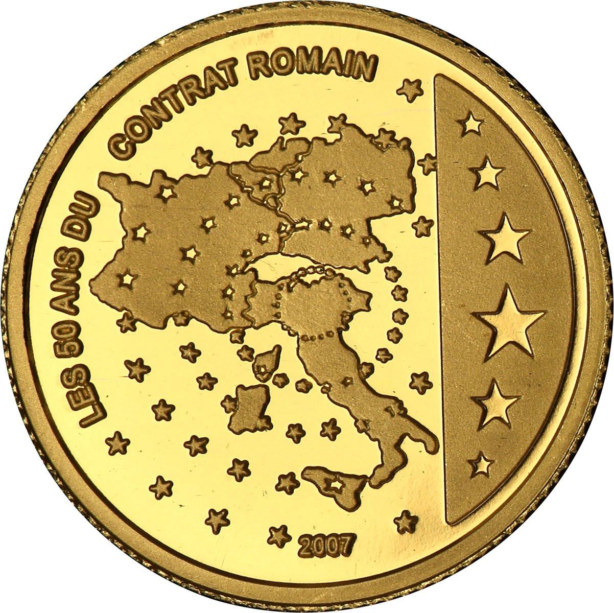 Kongo. 1500 franków 2007 - 50 lecie podpisania Traktatów Rzymskich - Złoto