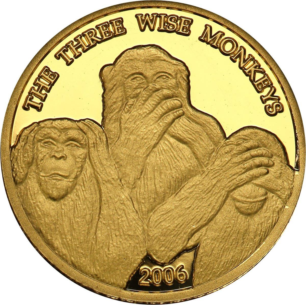 Somalia. 4000 szylingów 2006 Trzy mądre małpy - Złoto