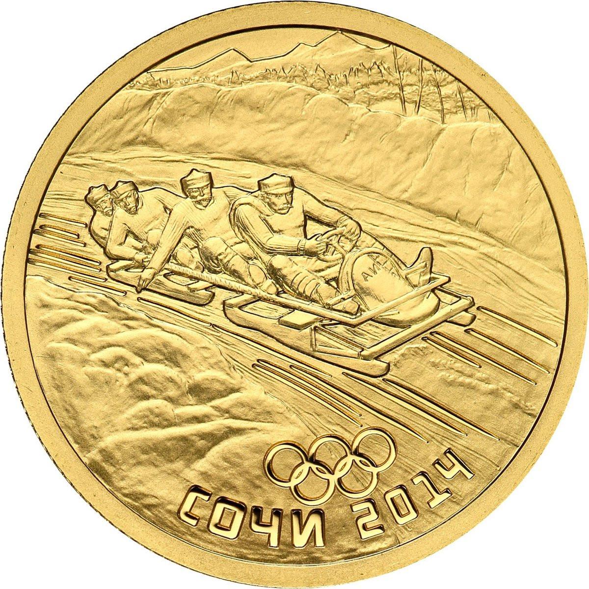 Rosja. 50 Rubli 2014 Olimpiada Soczi - Zjazd na Bobsleju - 1/4 uncji złota